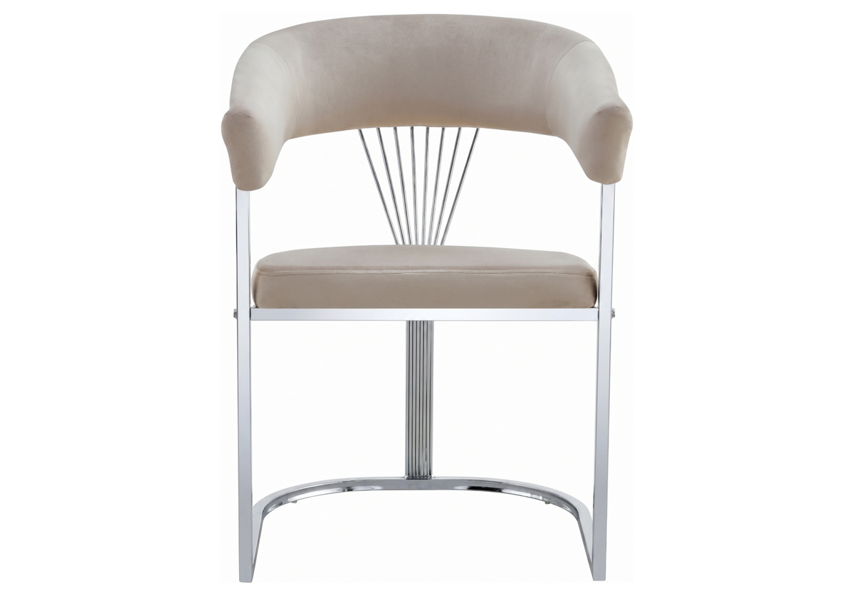 Fauteuil de table velours taupe pieds luge chromé - Siam x2