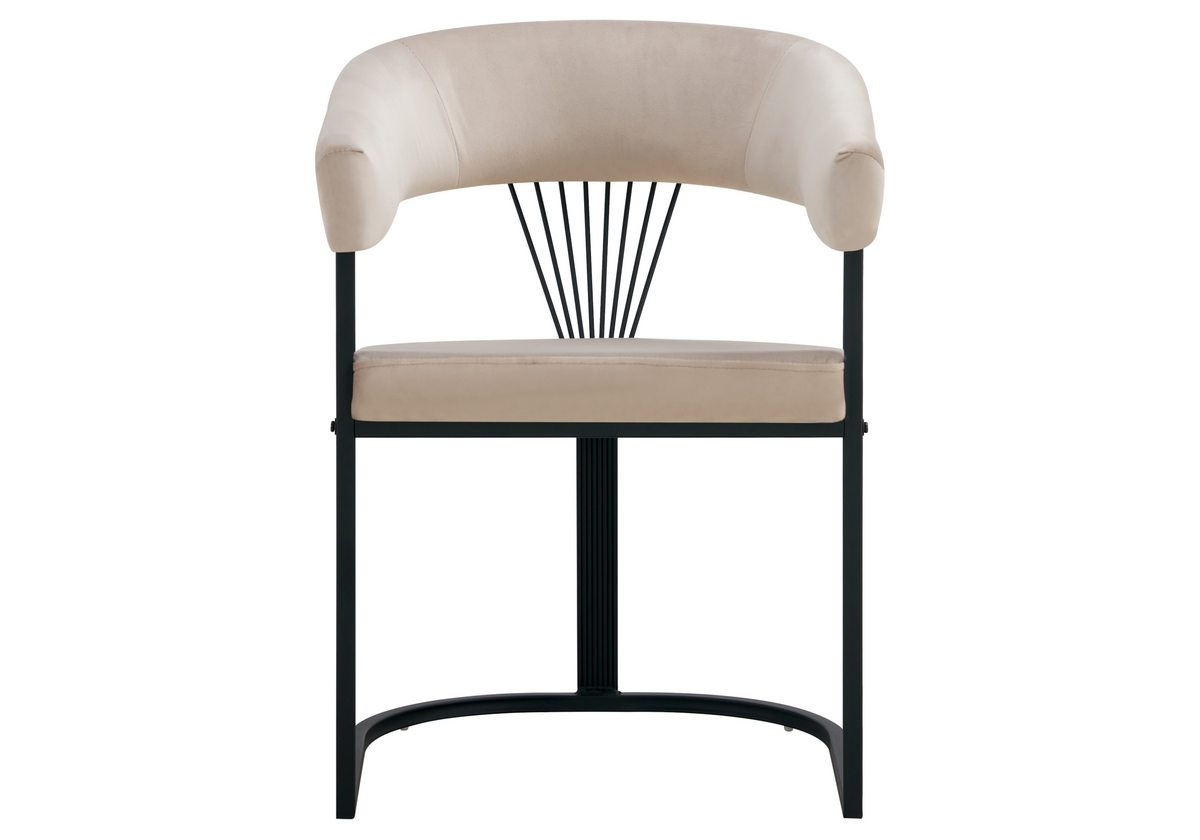 Fauteuil de table velours taupe pieds luge noir - Siam x2