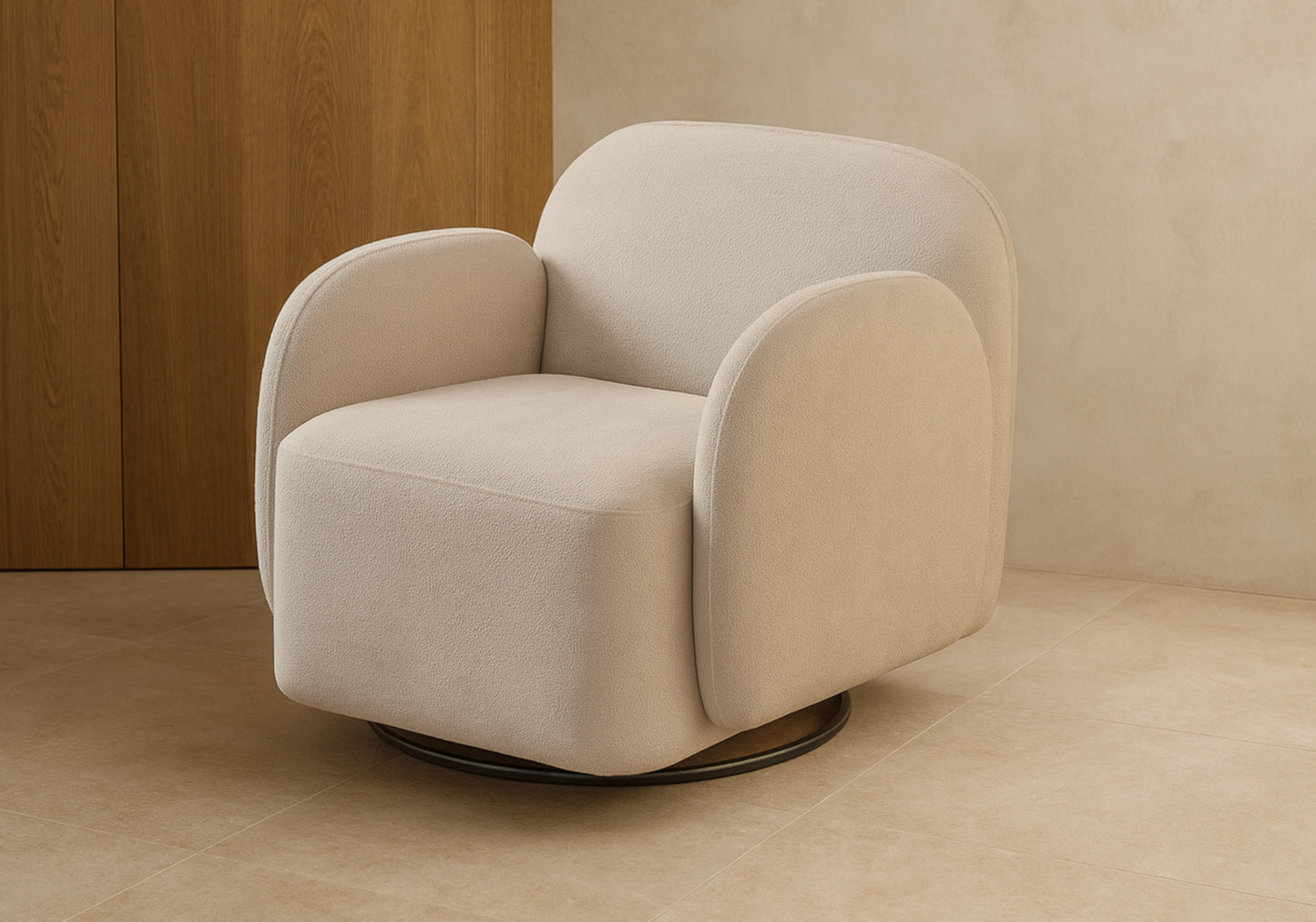 Fauteuil design en velours bouclé taupe - SENSO