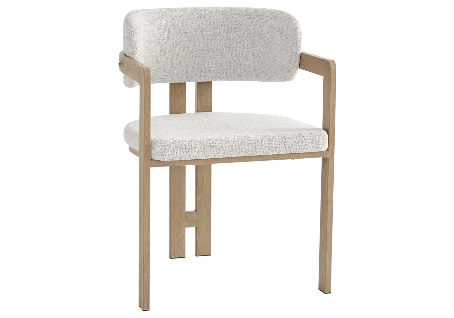 Fauteuil de table bouclé beige bois clair – Lyra x2