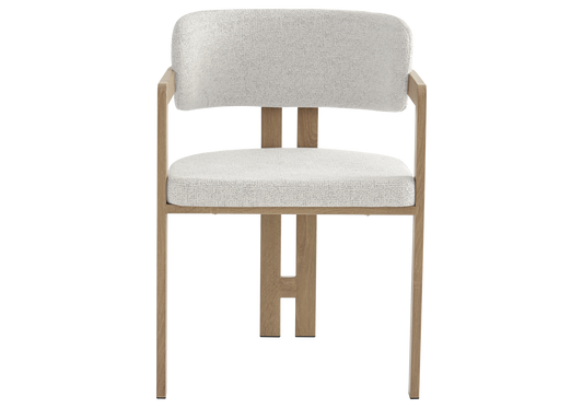 Fauteuil de table bouclé beige bois clair – Lyra x2
