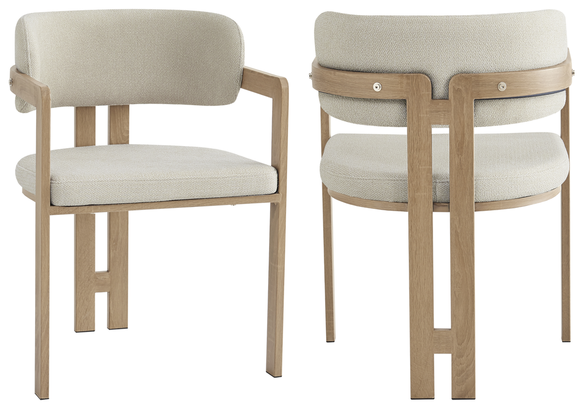 Fauteuil de table bouclé sable bois clair - Lyra x2