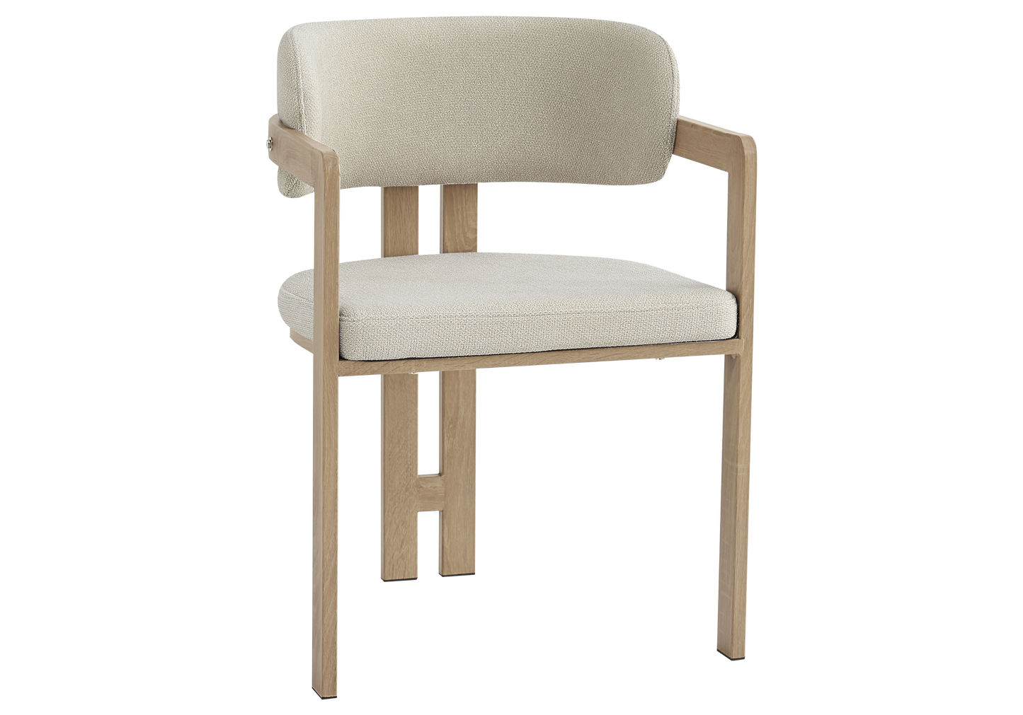 Fauteuil de table bouclé sable bois clair – Lyra x2