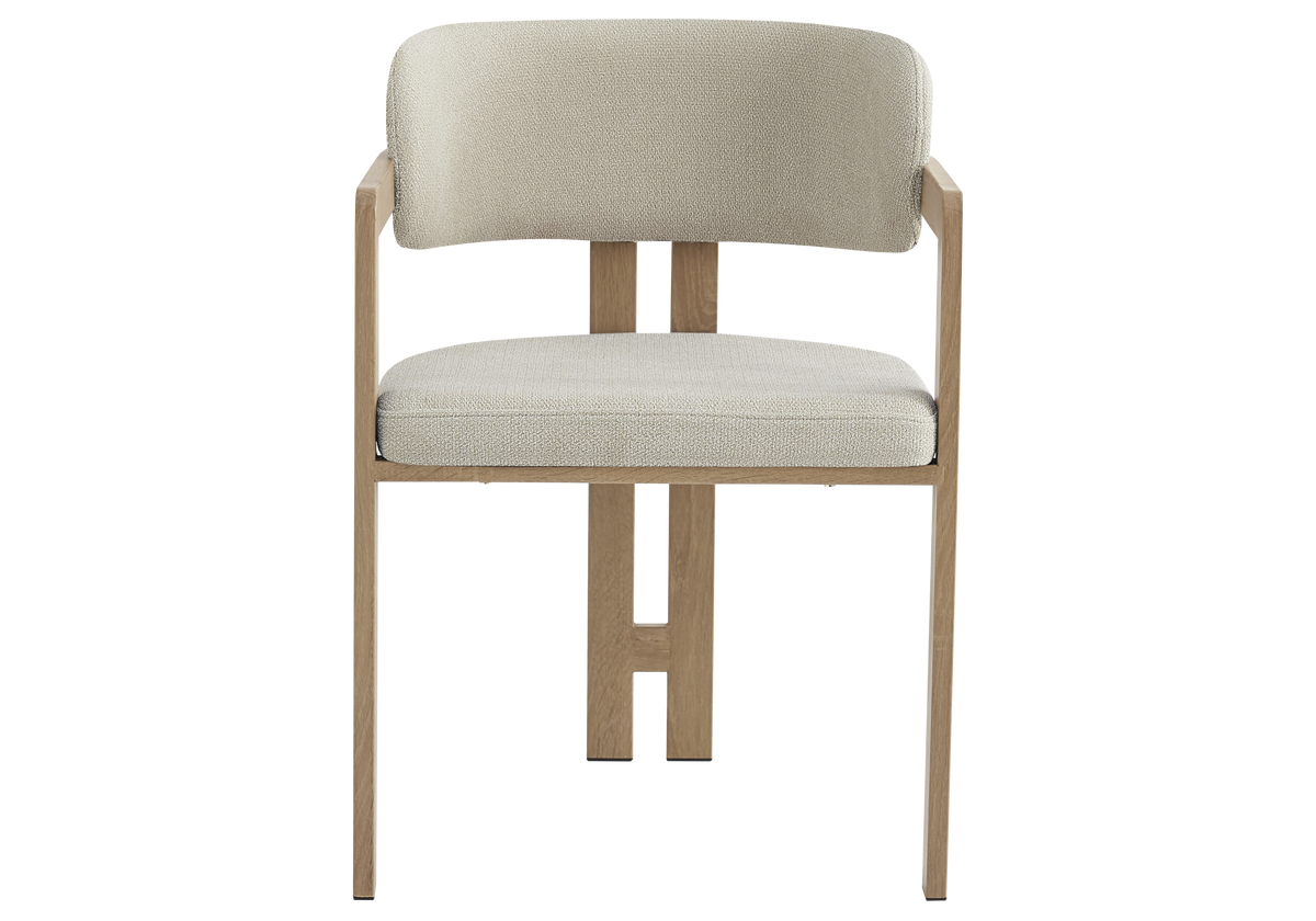 Fauteuil de table bouclé sable bois clair - Lyra x2