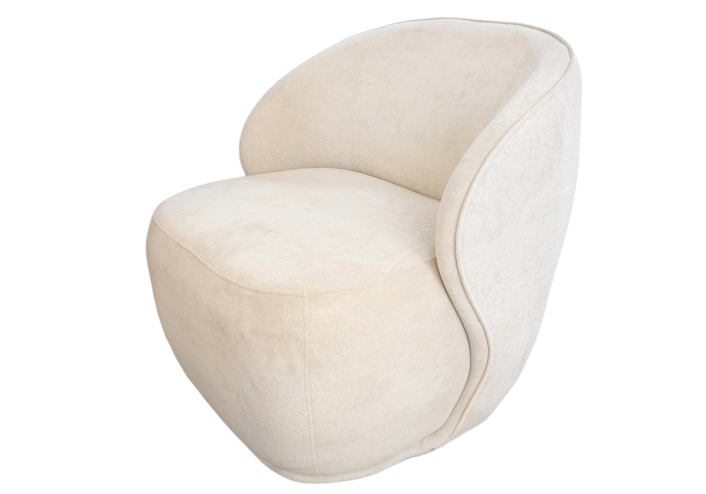 Fauteuil pivotant design en velours beige - ELSA