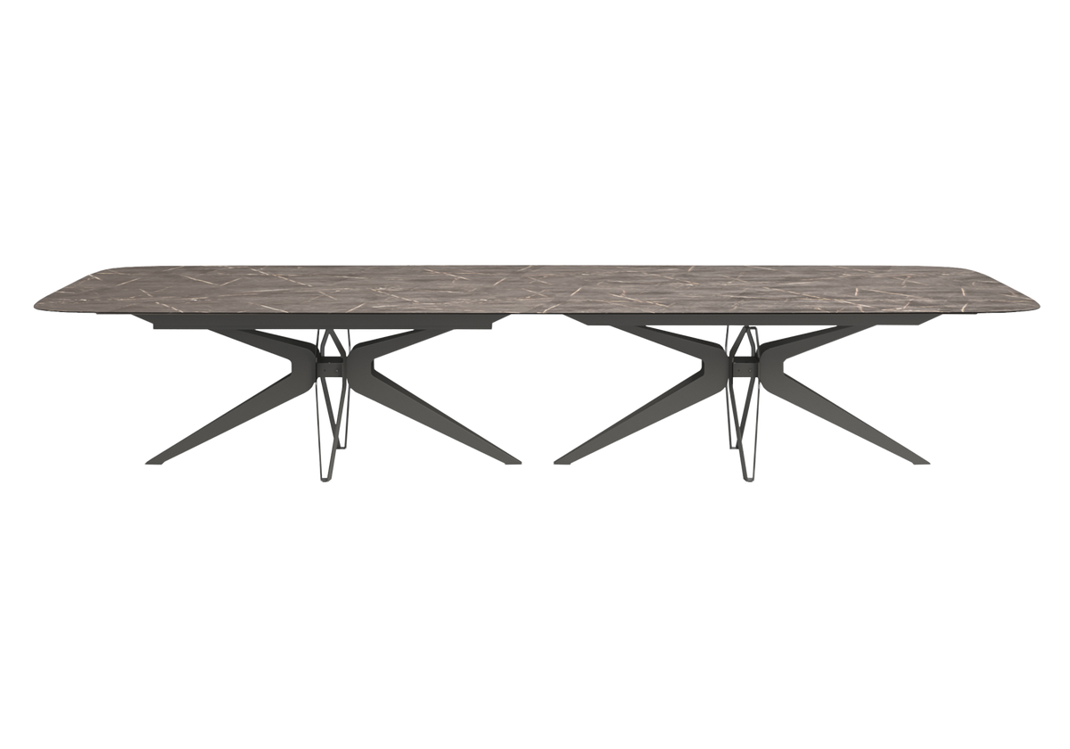 Grande table de réception et 12 chaises marbre - Hexagon
