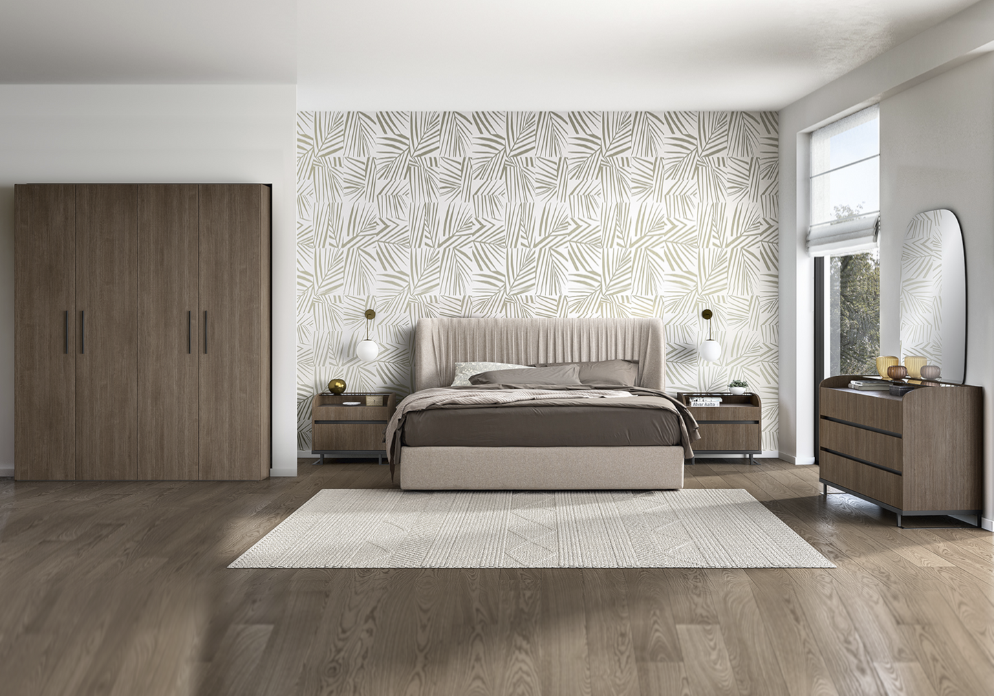 Coiffeuse bois rainuré marbre – Hexagon