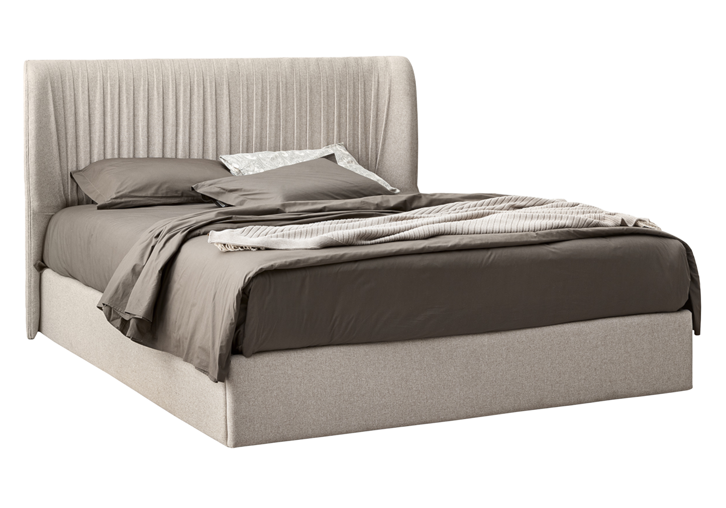 Lit coffre tissu beige moderne – Hexagon