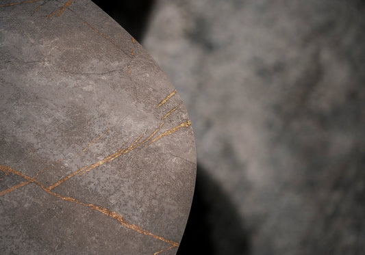 Hexagon – Table de Salon - Plateau Marbre Doré - Made in Italy - DEKOFLIX