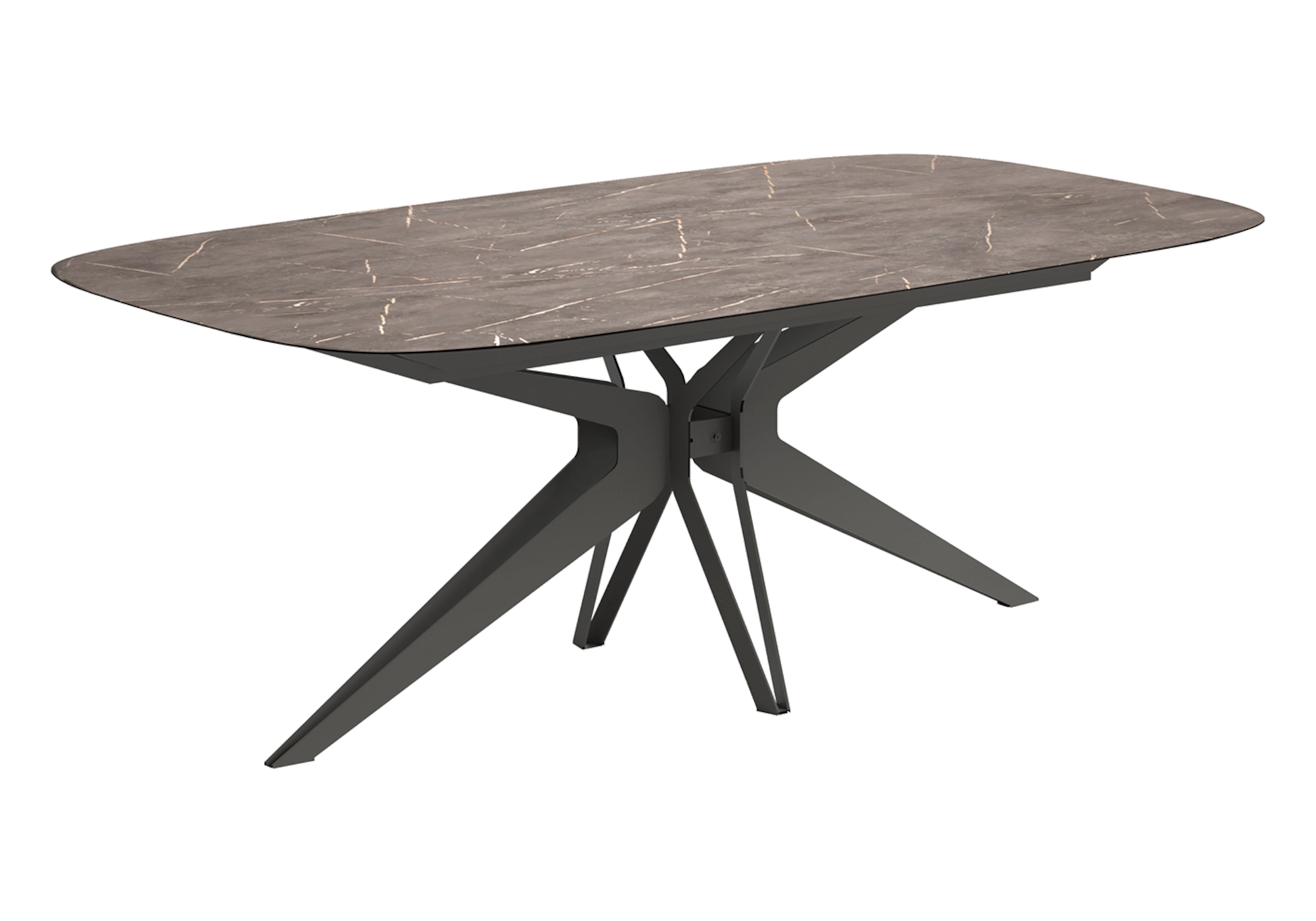 Hexagon – Table Fixe Plateau Gold Marbre - Élégance et Raffinement - DEKOFLIX