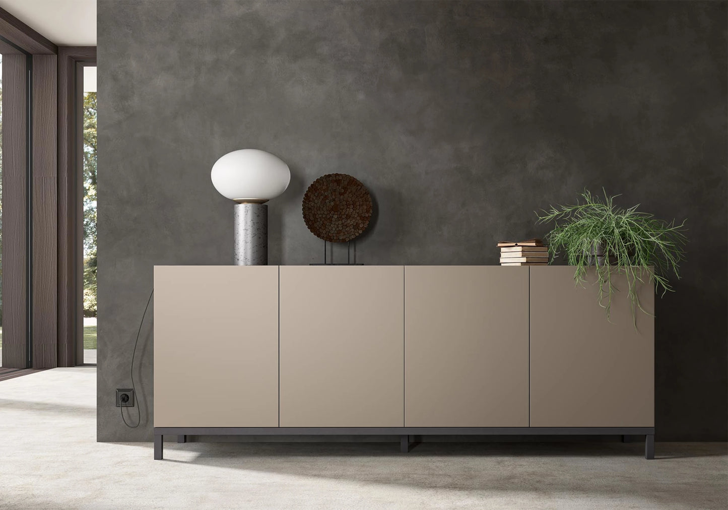 Kali - Buffet 4 Portes Design Italy Effet Marbre - DEKOFLIX