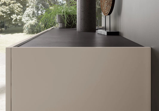 Kali - Meuble TV 2 Portes & Niche Effet Marbre - DEKOFLIX