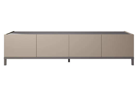 Kali - Meuble TV 2 Portes & Niche Effet Marbre - DEKOFLIX