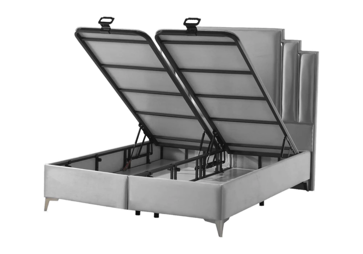 Lit Coffre Design Velours Gris TREND - 160x200 DEKOFLIX