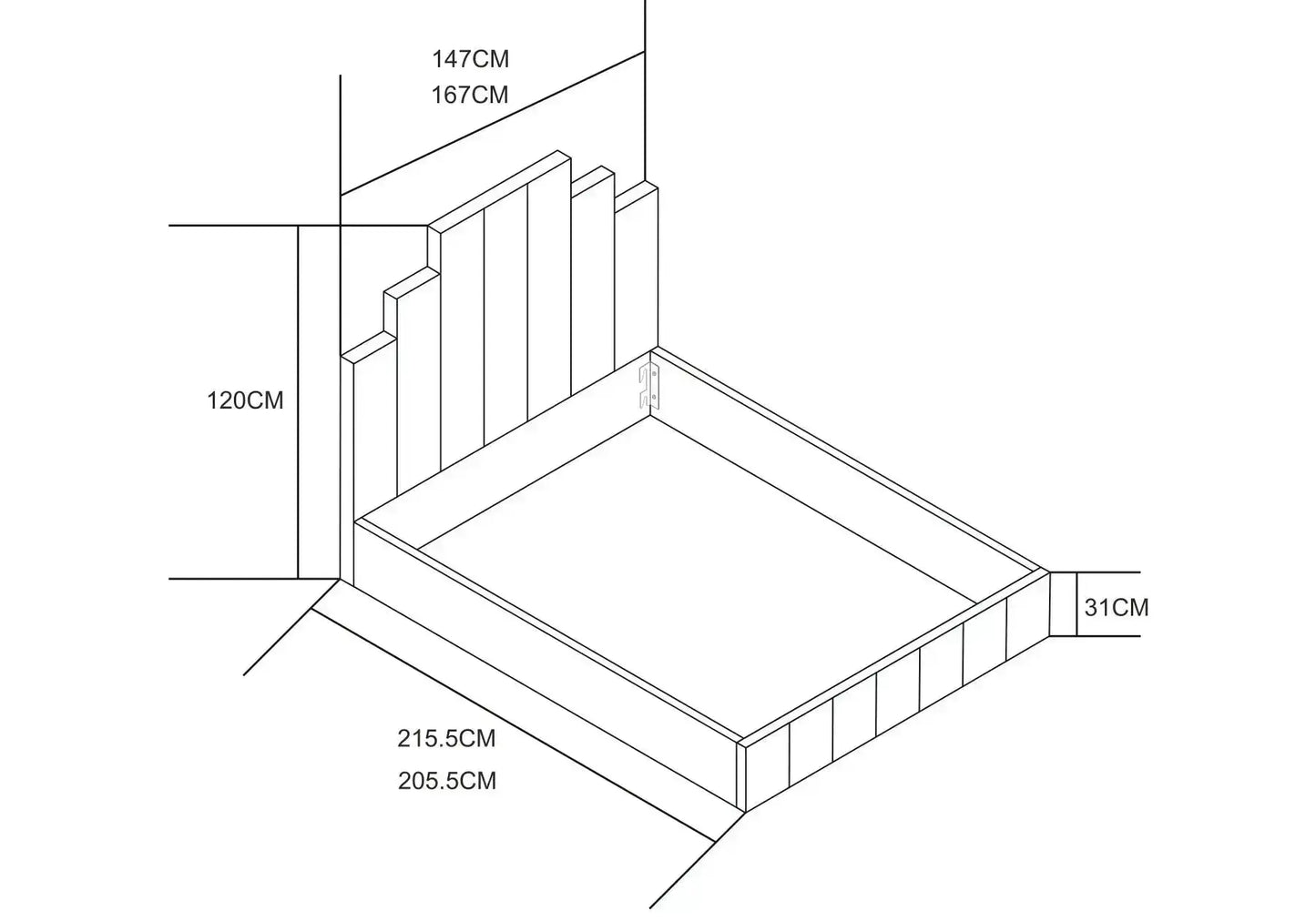 Lit capitonné en velours gris MARLA - DEKOFLIX