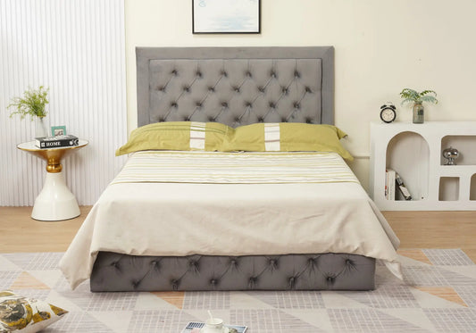 Lit capitonné en velours gris MYRIS New Design