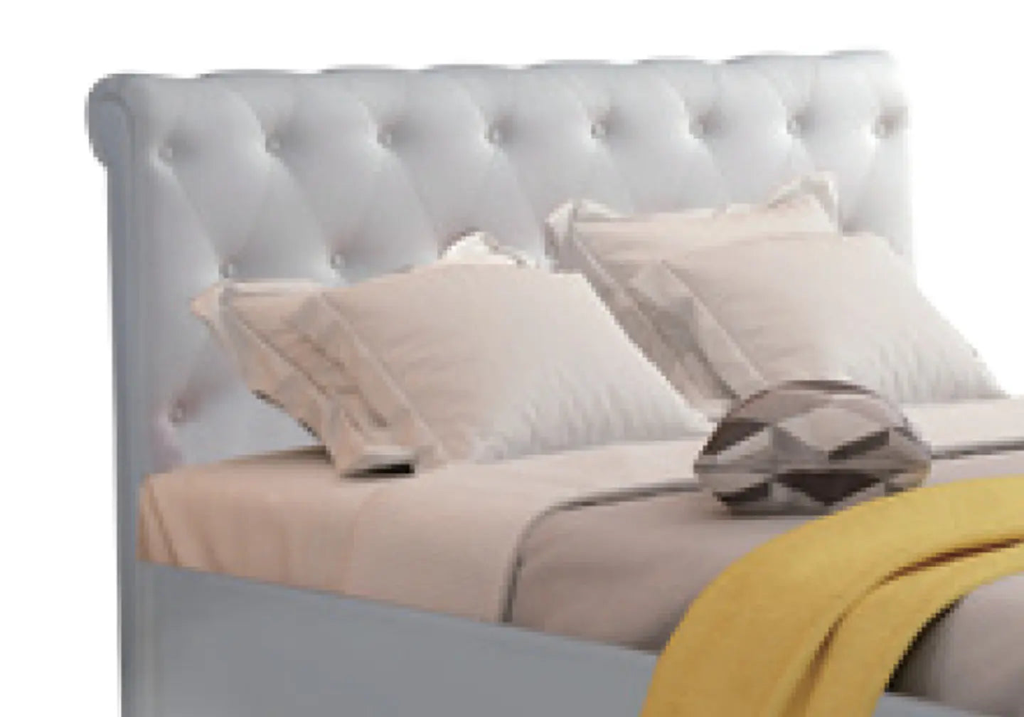 Lit capitonné simili blanc ORA New Design