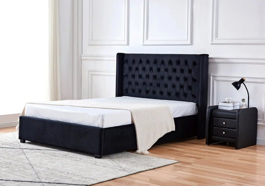 Lit capitonné velours noir VORIA New Design