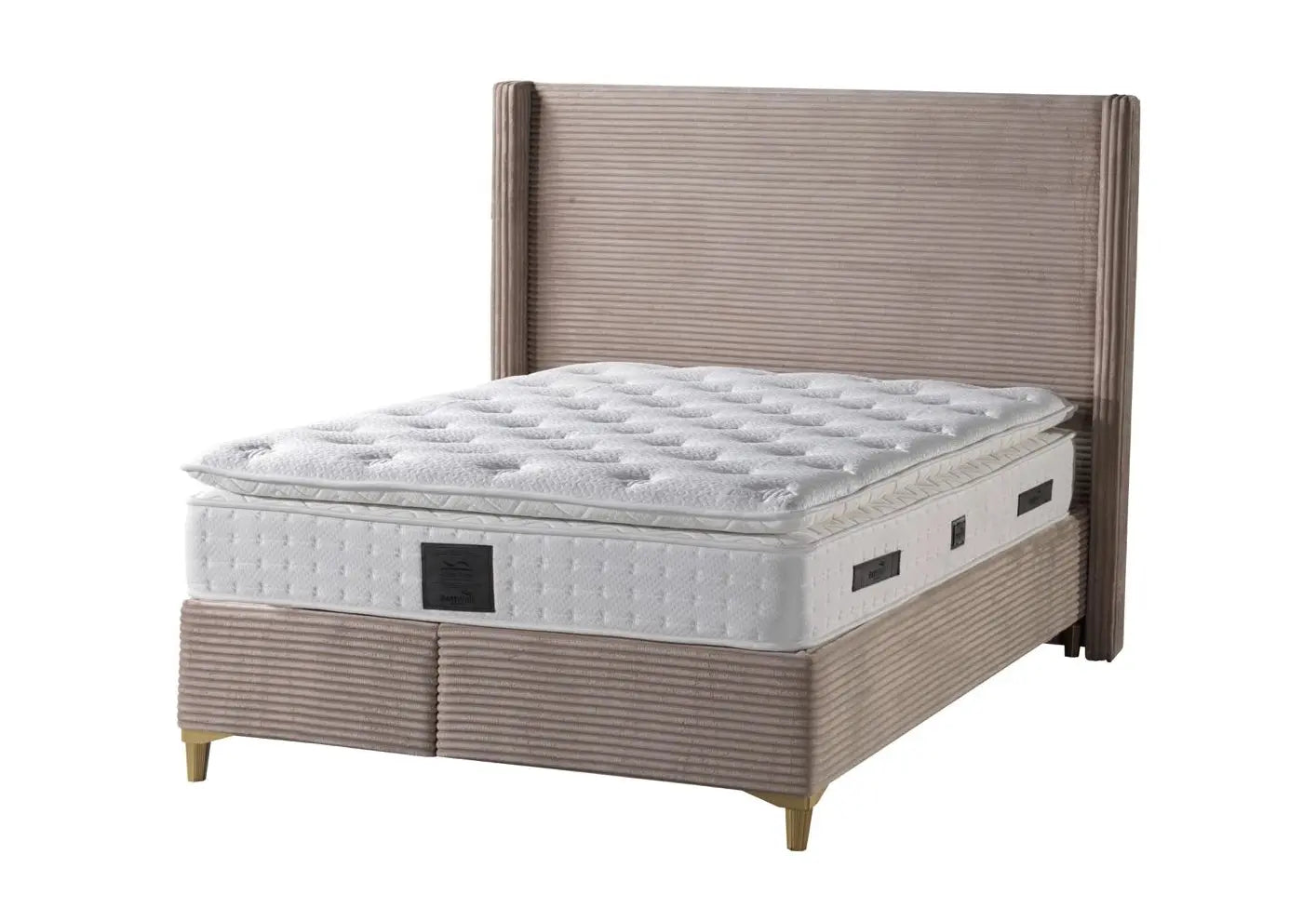 Lit coffre velours beige HEDI New Design