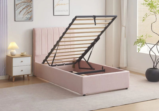 Lit coffre en velours rose une place – ONORA