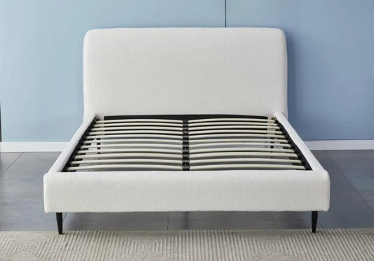 Lit en tissu bouclé blanc LEORA New Design