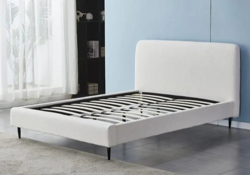 Lit en tissu bouclé blanc LEORA New Design