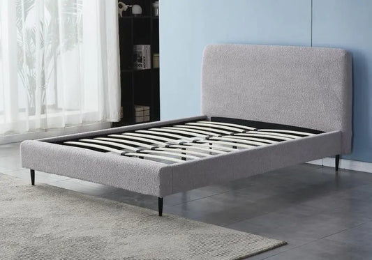 Lit en tissu bouclé gris LEORA New Design