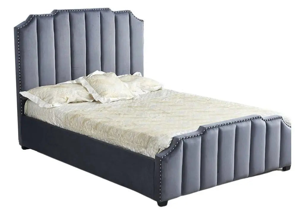 Lit velours gris capitonné ÉRA New Design