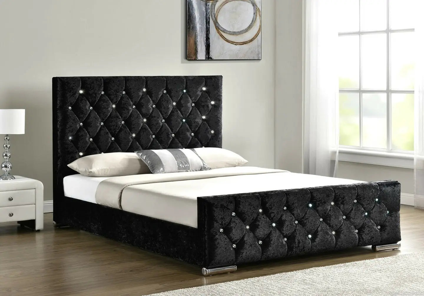 Lit velours noir capitonné strass ANIS New Design