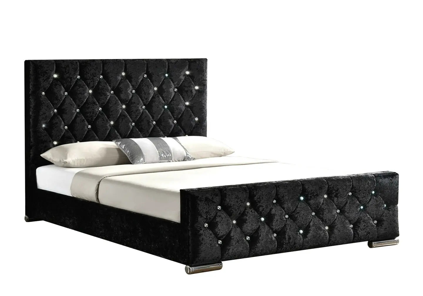 Lit velours noir capitonné strass ANIS New Design