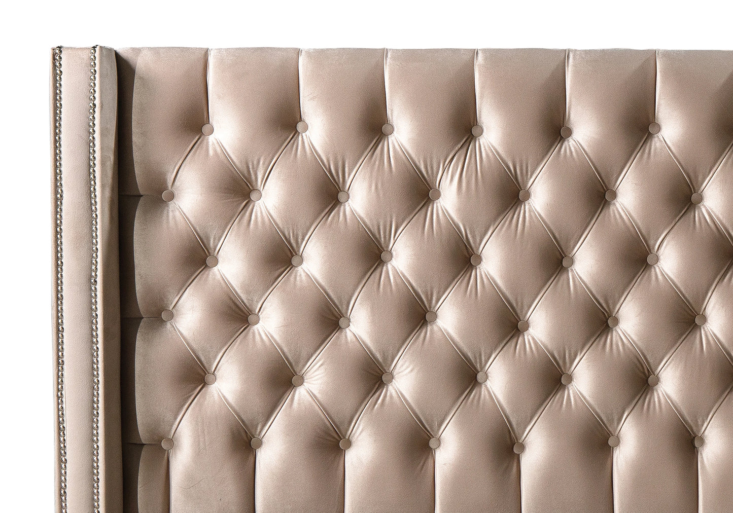 Lit Turc Capitonné Velours Beige Coffre Rangement – STAR - DEKOFLIX