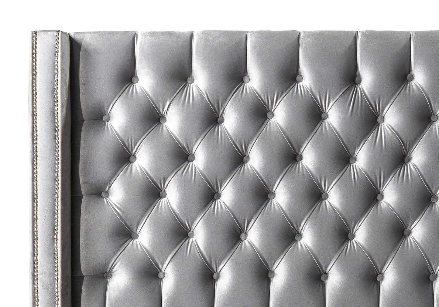 Lit Turc Capitonné Velours Gris Coffre Rangement – STAR - DEKOFLIX