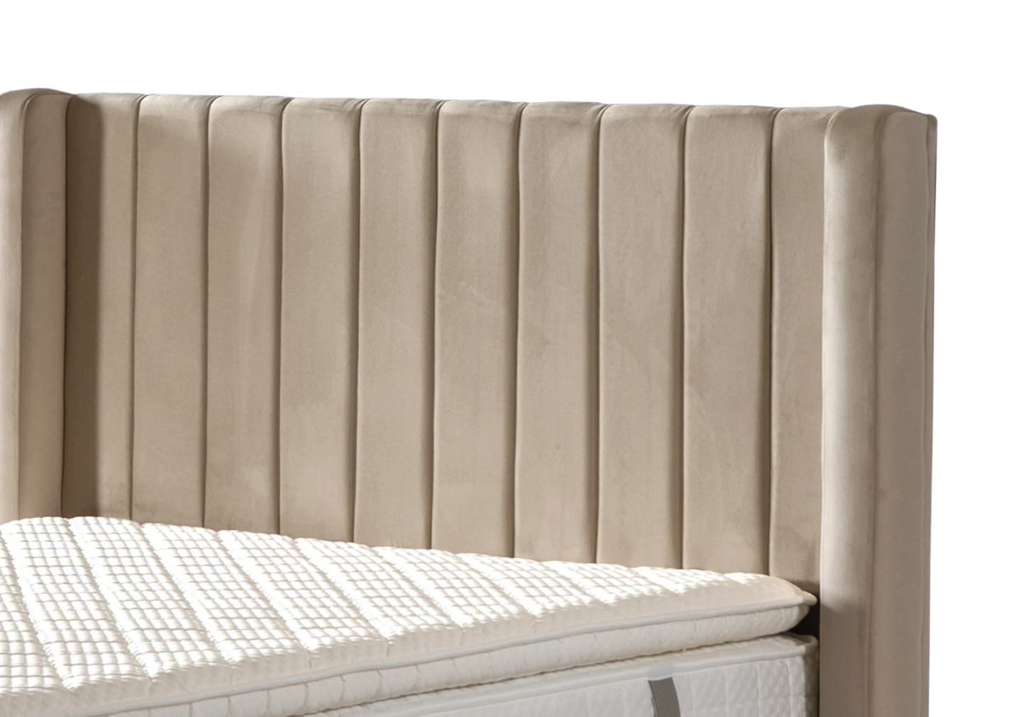 Lit Turc Complet Velours Beige Coffre de Rangement – TOKYO - DEKOFLIX
