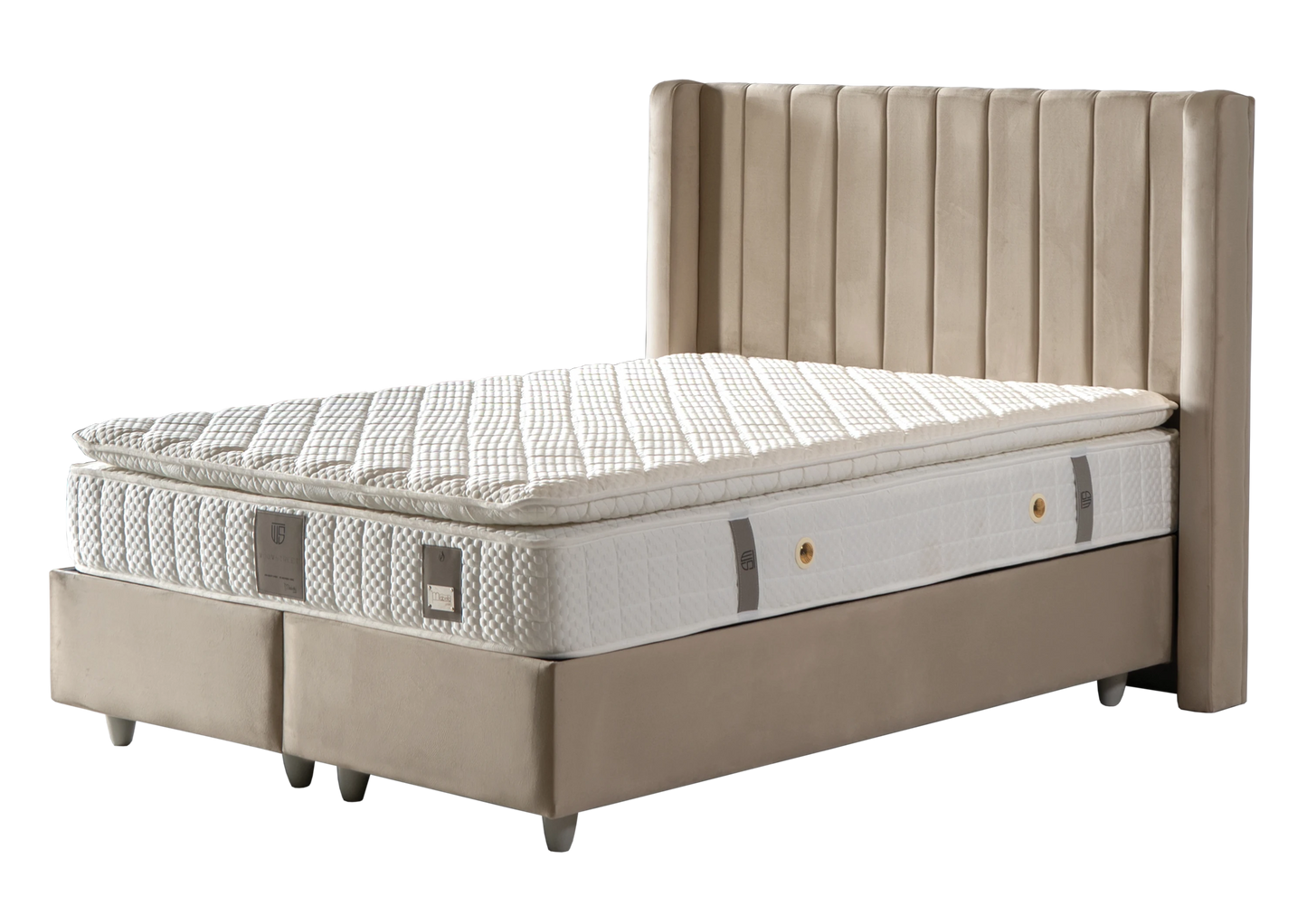 Lit Turc Complet Velours Beige Coffre de Rangement – TOKYO - DEKOFLIX