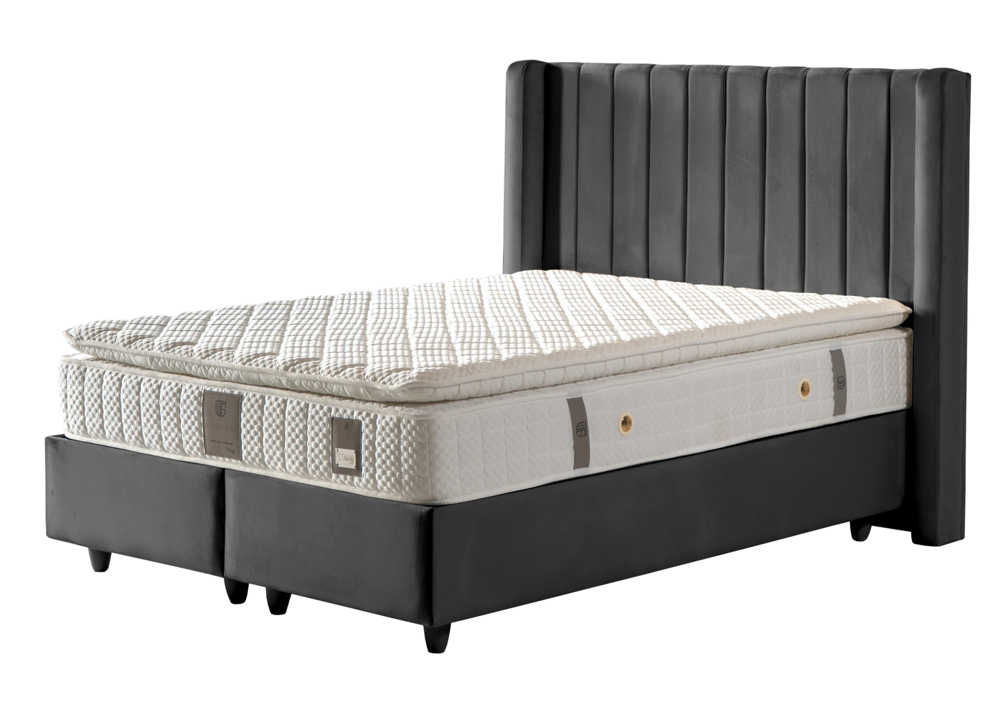 Lit Turc Complet Velours Gris Coffre de Rangement – TOKYO - DEKOFLIX
