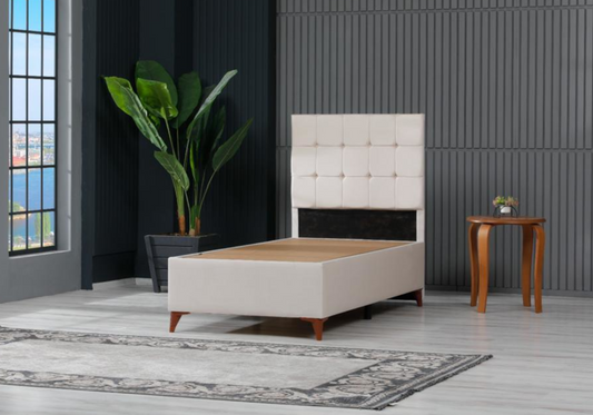 Ensemble lit coffre et matelas 1 place beige – Lore