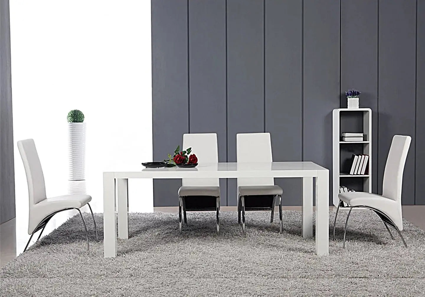 Lot 4 chaises chromé simili blanc ROY New Design