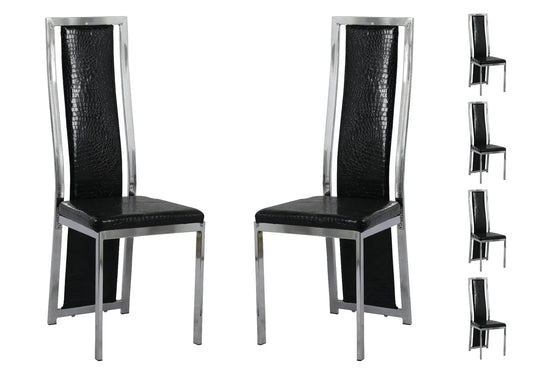 Lot 6 chaises chromé croco noir DIA New Design