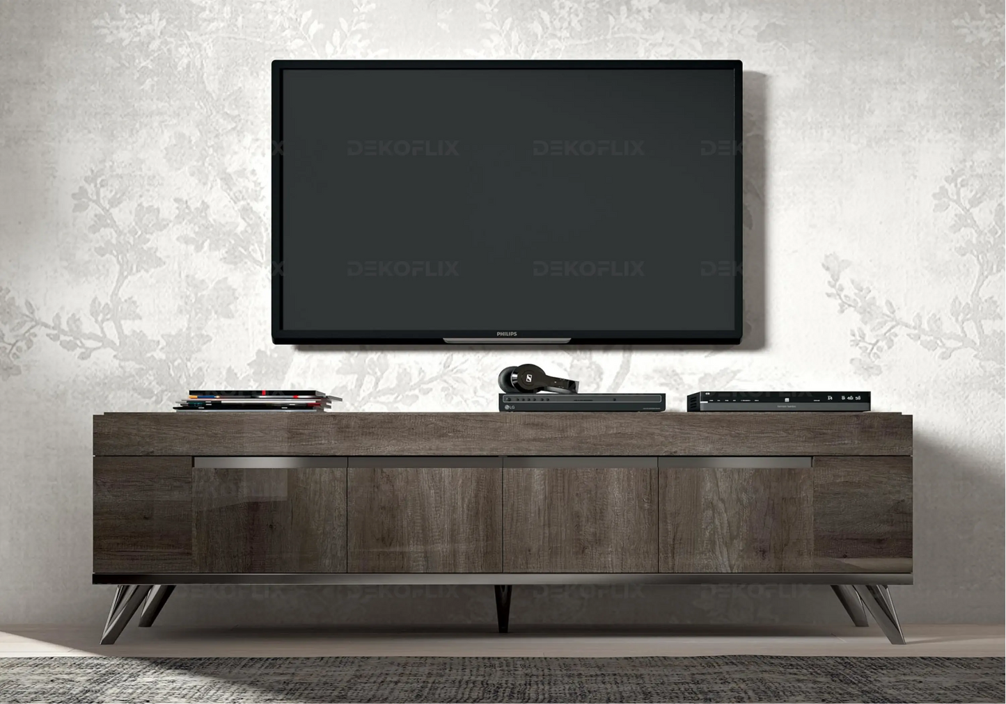 Meuble TV Chêne Nostalgique Design Italien - Collection Medea Status