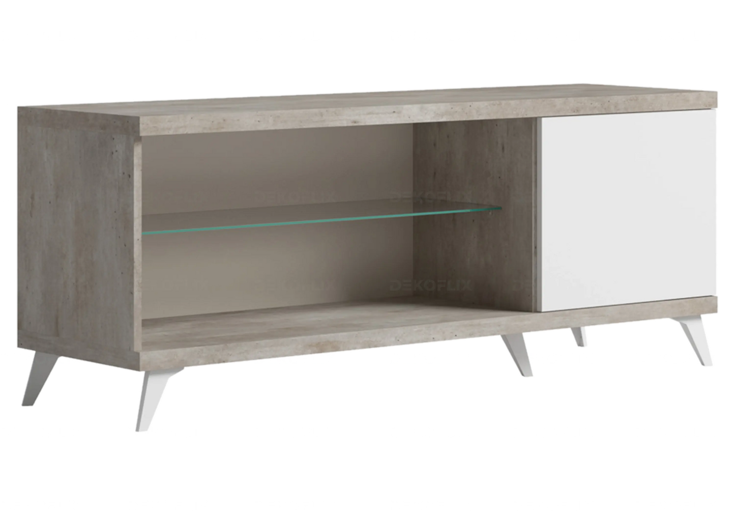 Meuble TV Moderne Blanc Béton – Modèles 3 ou 4 Portes Treviso Status