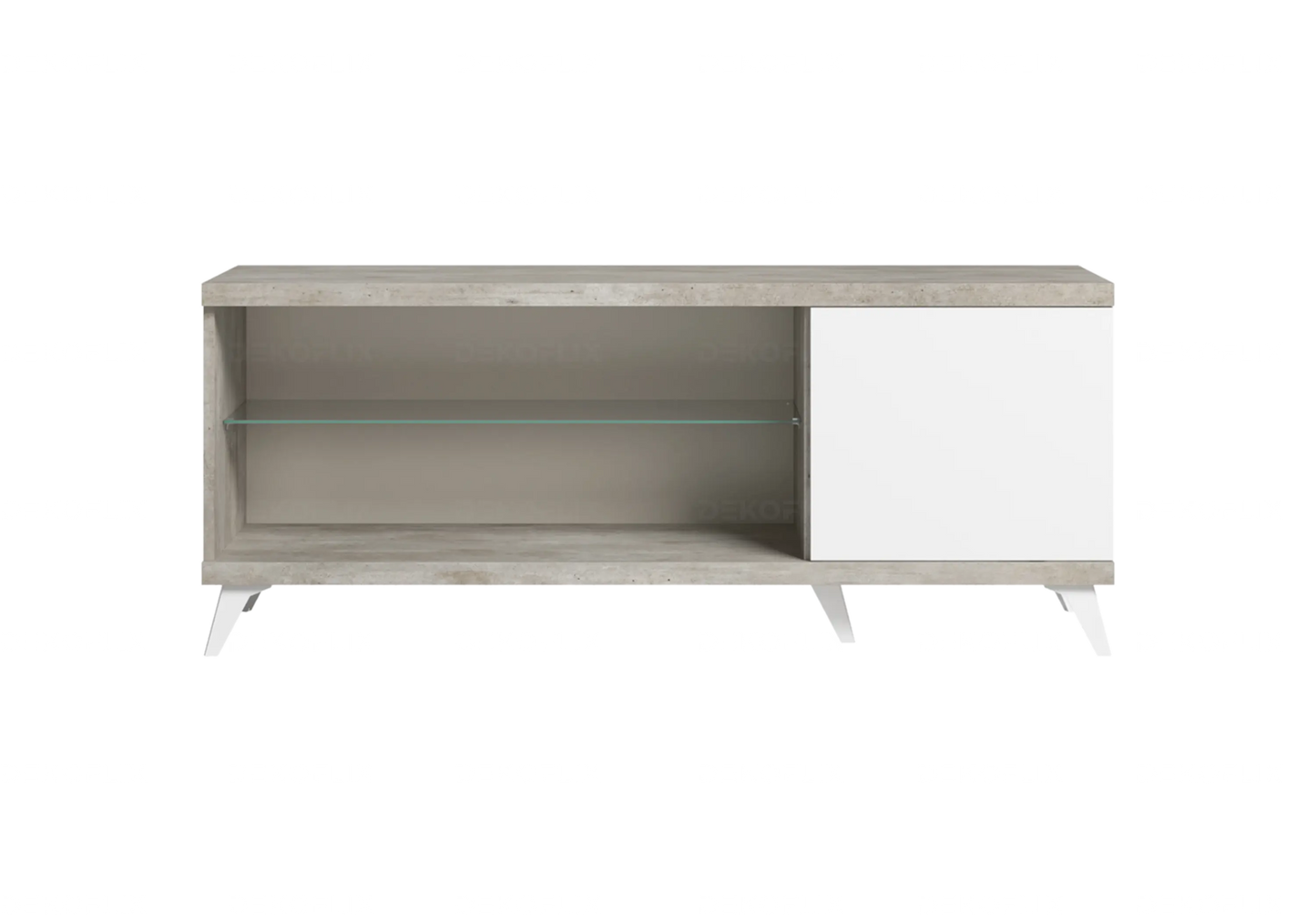 Meuble TV Moderne Blanc Béton – Modèles 3 ou 4 Portes Treviso Status