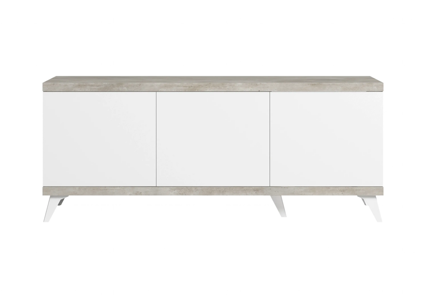 Meuble TV Moderne Blanc Béton – Modèles 3 ou 4 Portes Treviso Status