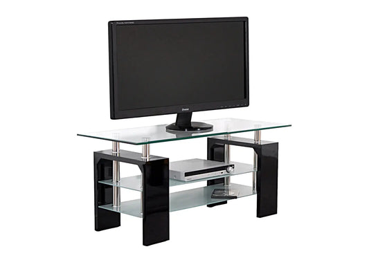 Meuble TV laqué noir verre trempé TOE New Design