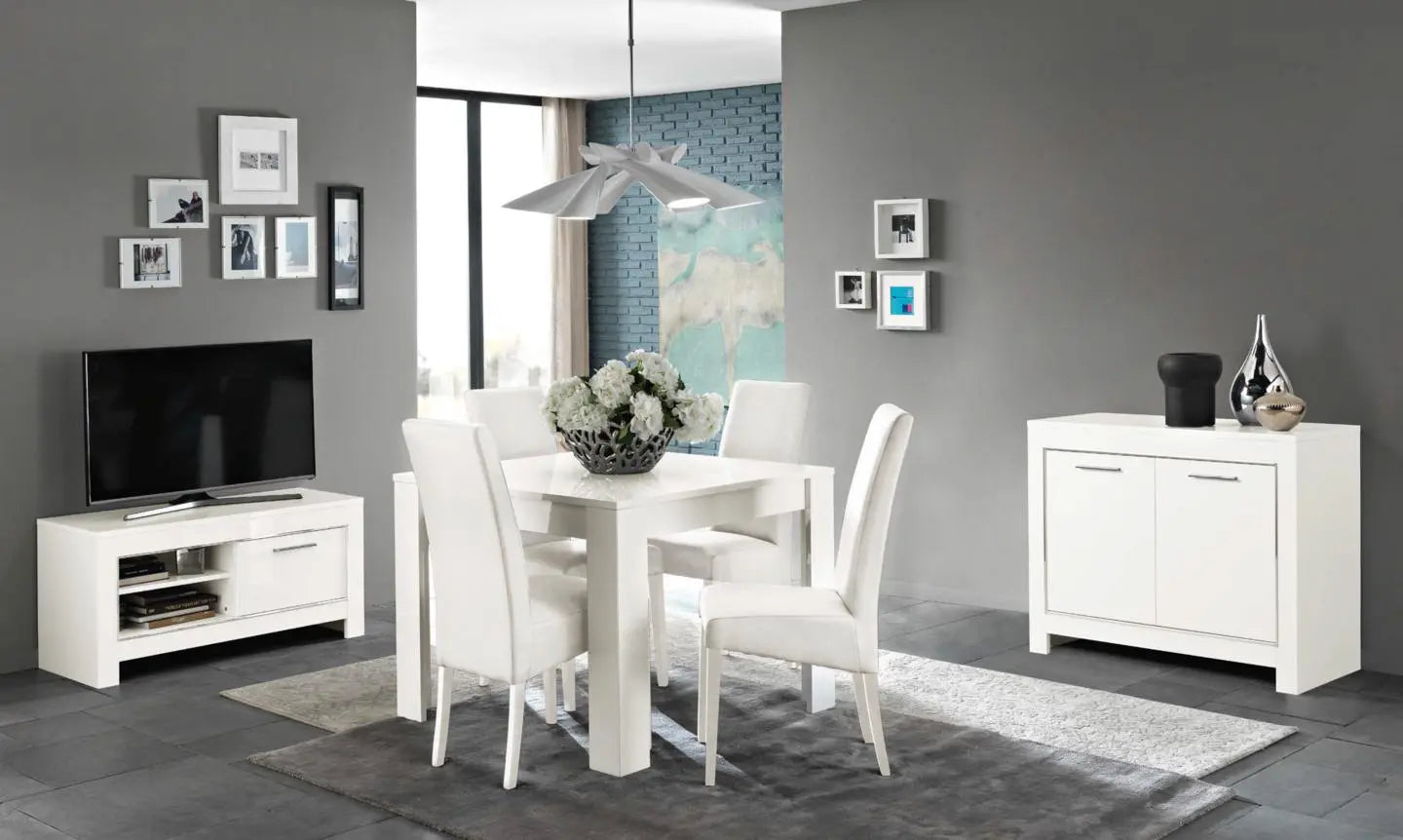 Meuble de séjour laqué blanc MODENA Italian Mobili