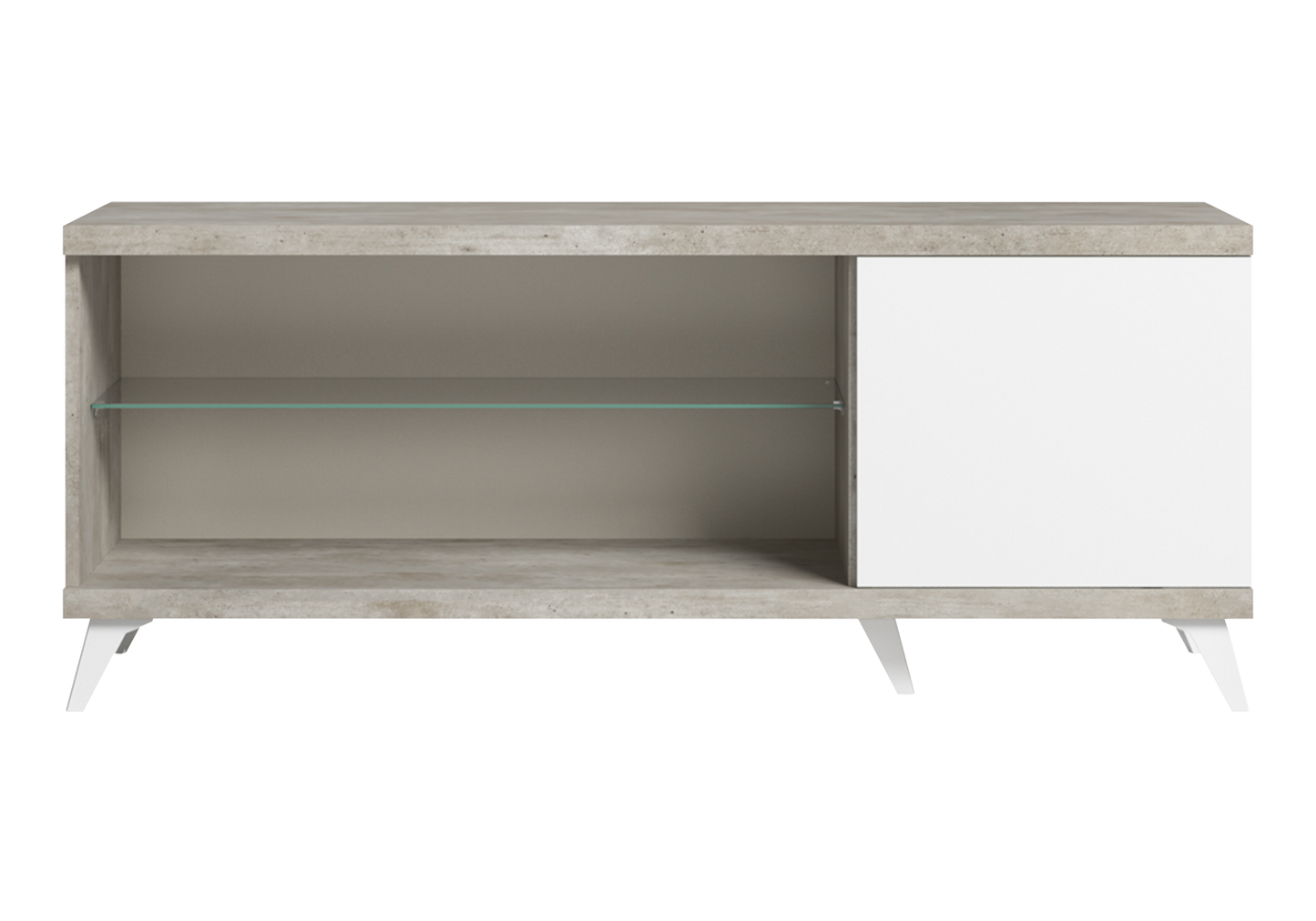 Meuble TV blanc laqué béton avec niche – Treviso