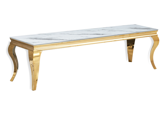 Meuble TV marbre blanc pied doré – NEO