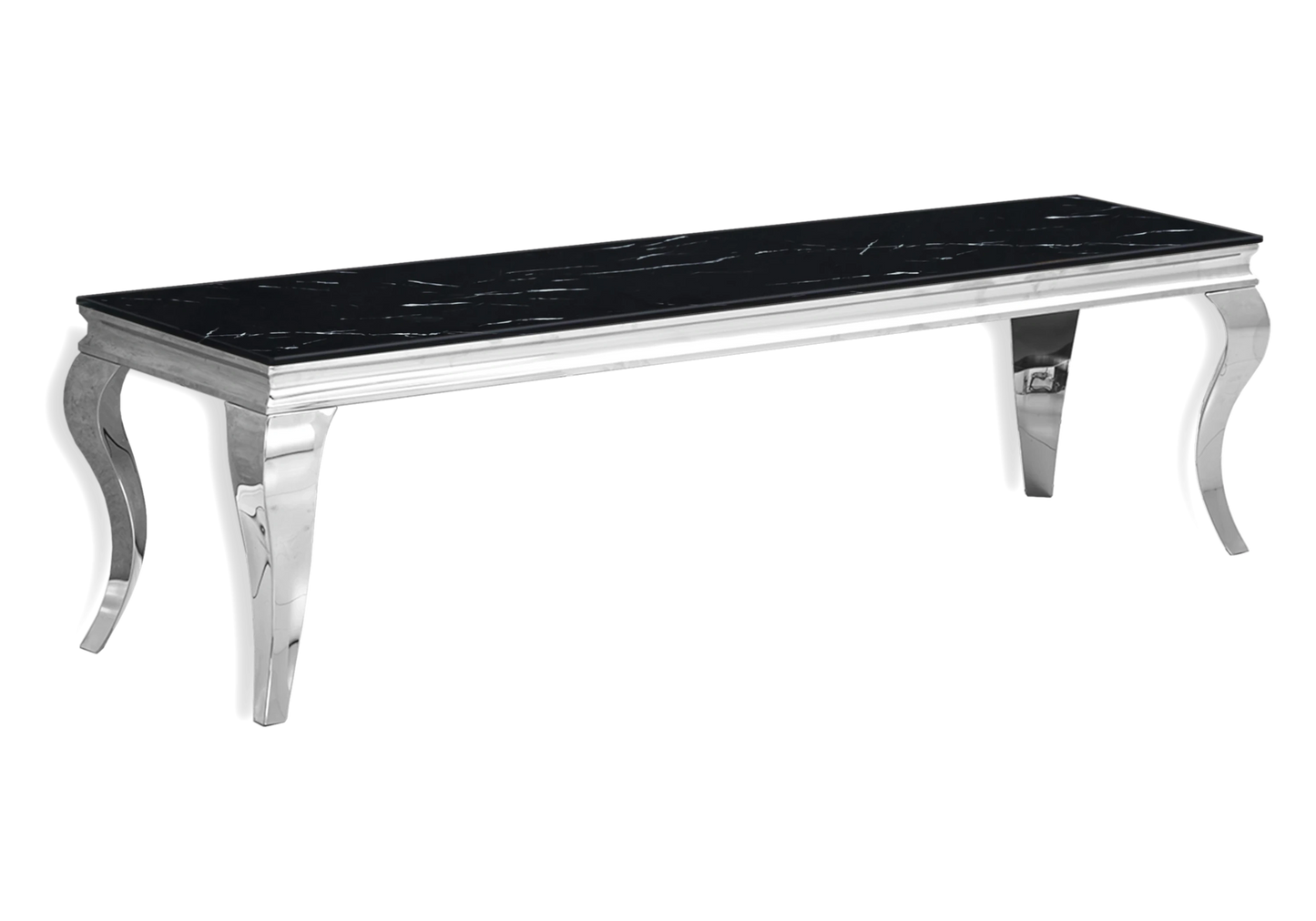 Table marbre noir et chaises velours noir argent - NEO