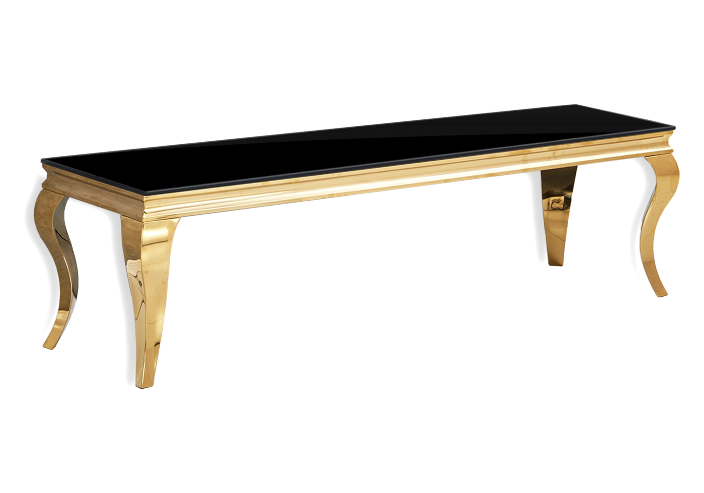 Table verre noir et chaises simili-cuir blanc doré – NEO