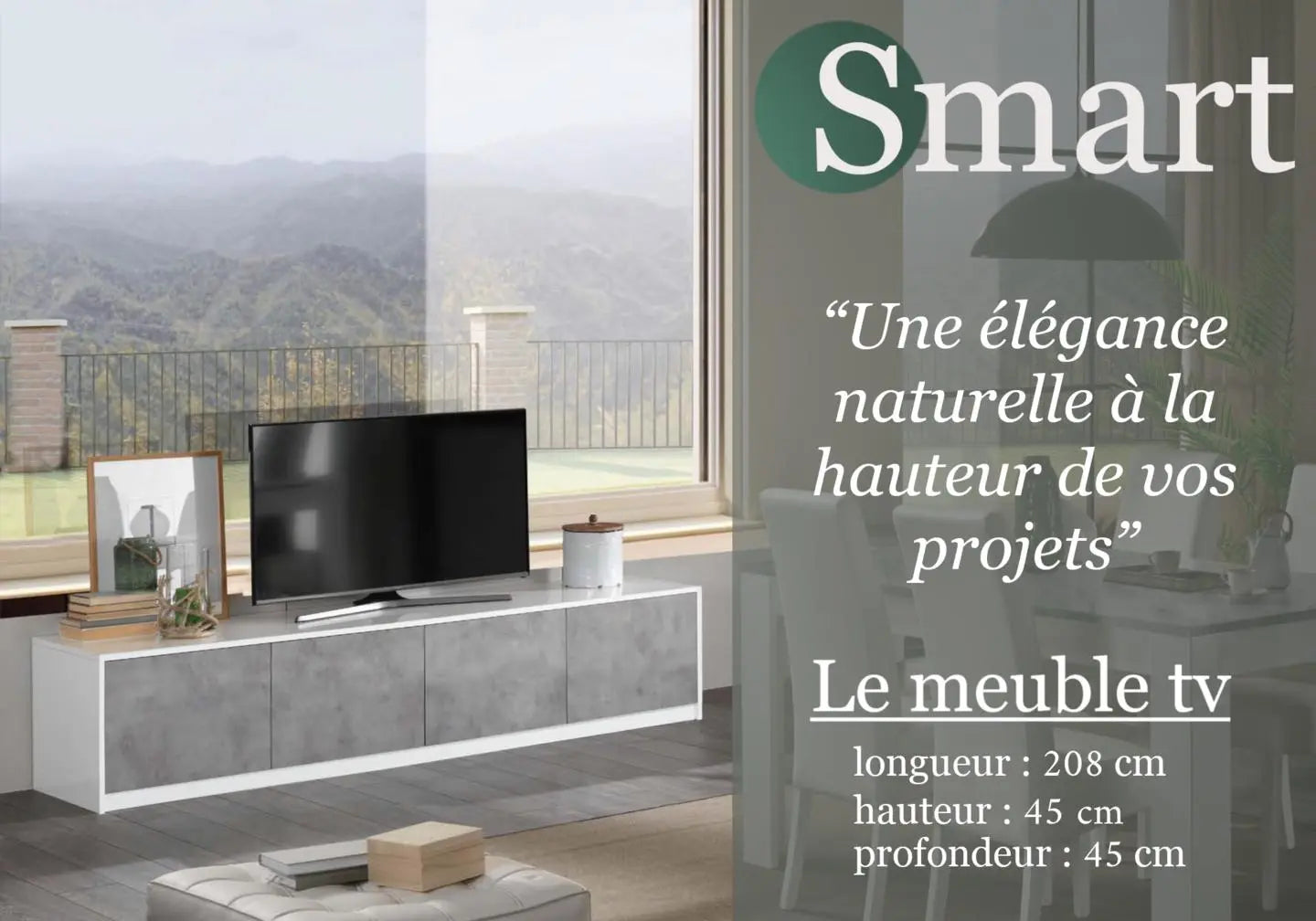 Meubles de séjour béton blanc laqué led SMART Italian Mobili