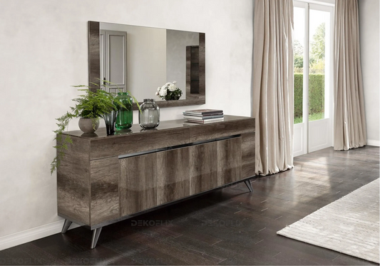 Miroir Chêne Nostalgique Mural Salle à Manger - Collection Medea Status